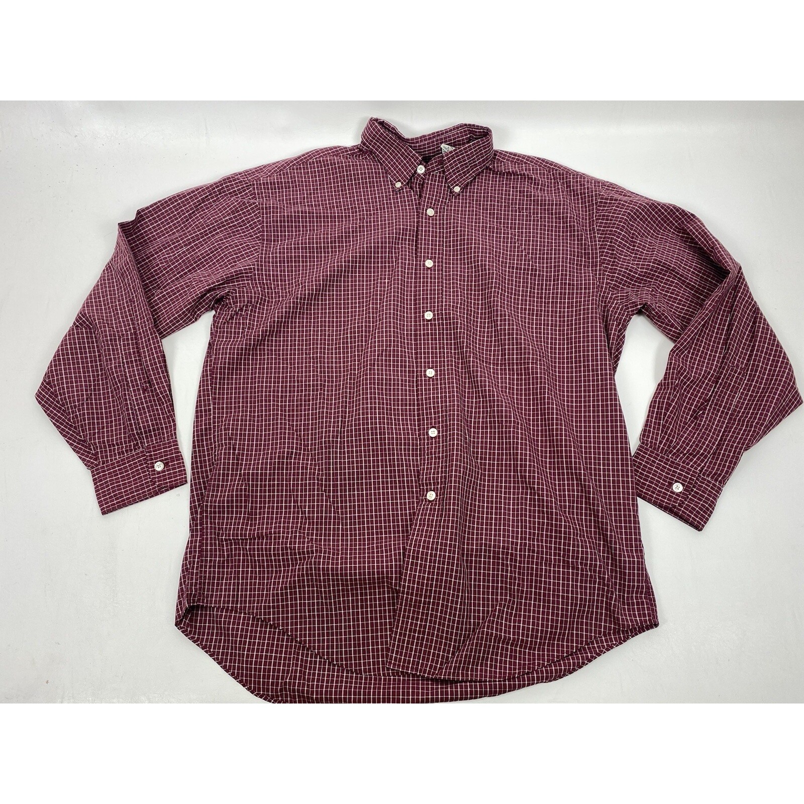 Ll Bean Red Plaid Button Down Shirt Long Sleeve Mens Size L